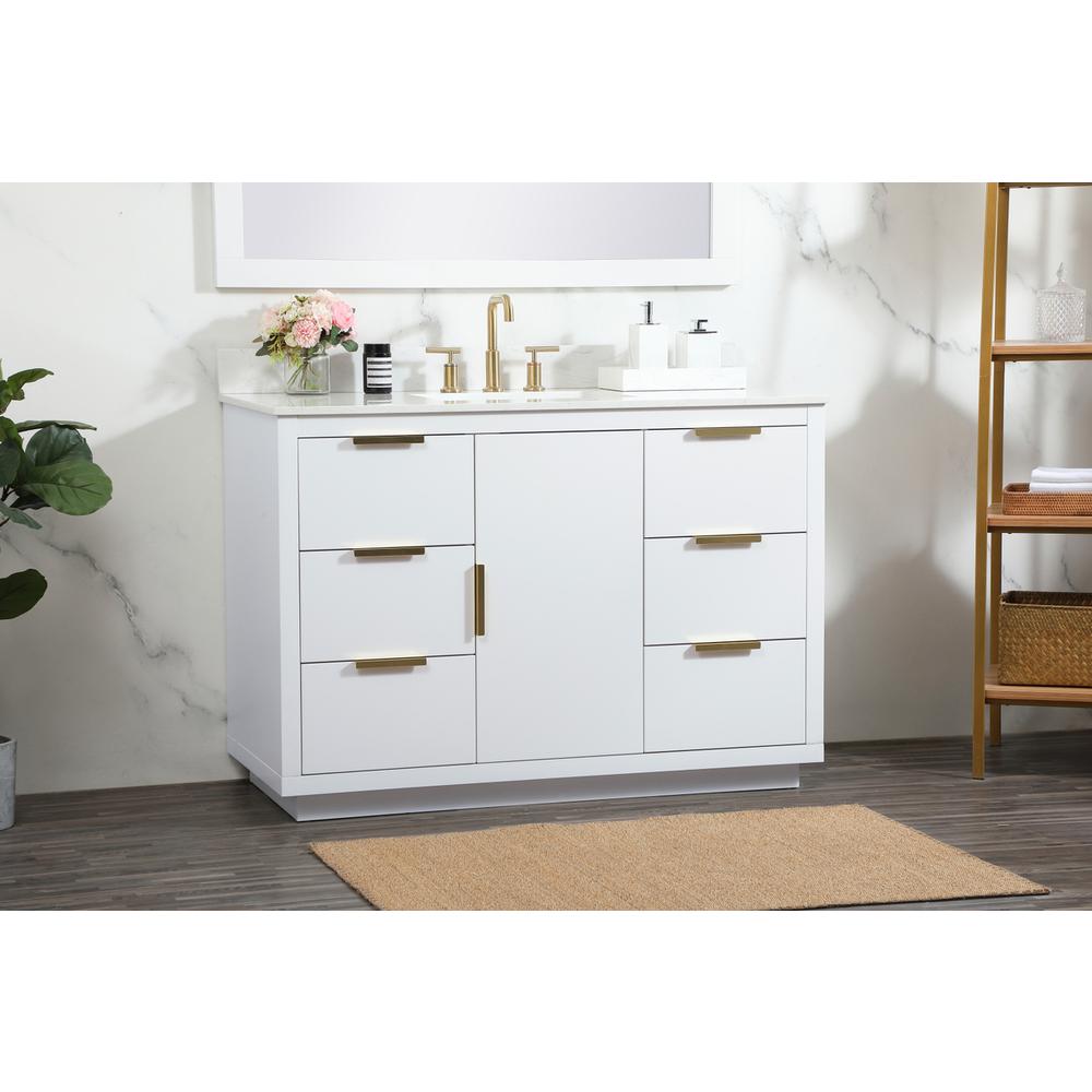 48 inch Single bathroom vanity in white with backsplash. Picture 2