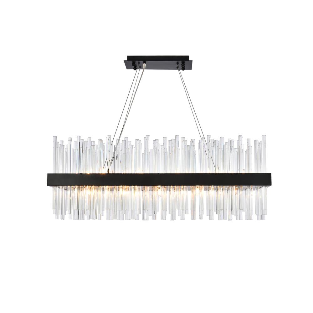 Dallas 36 inch rectangle crystal pendant in black. Picture 1