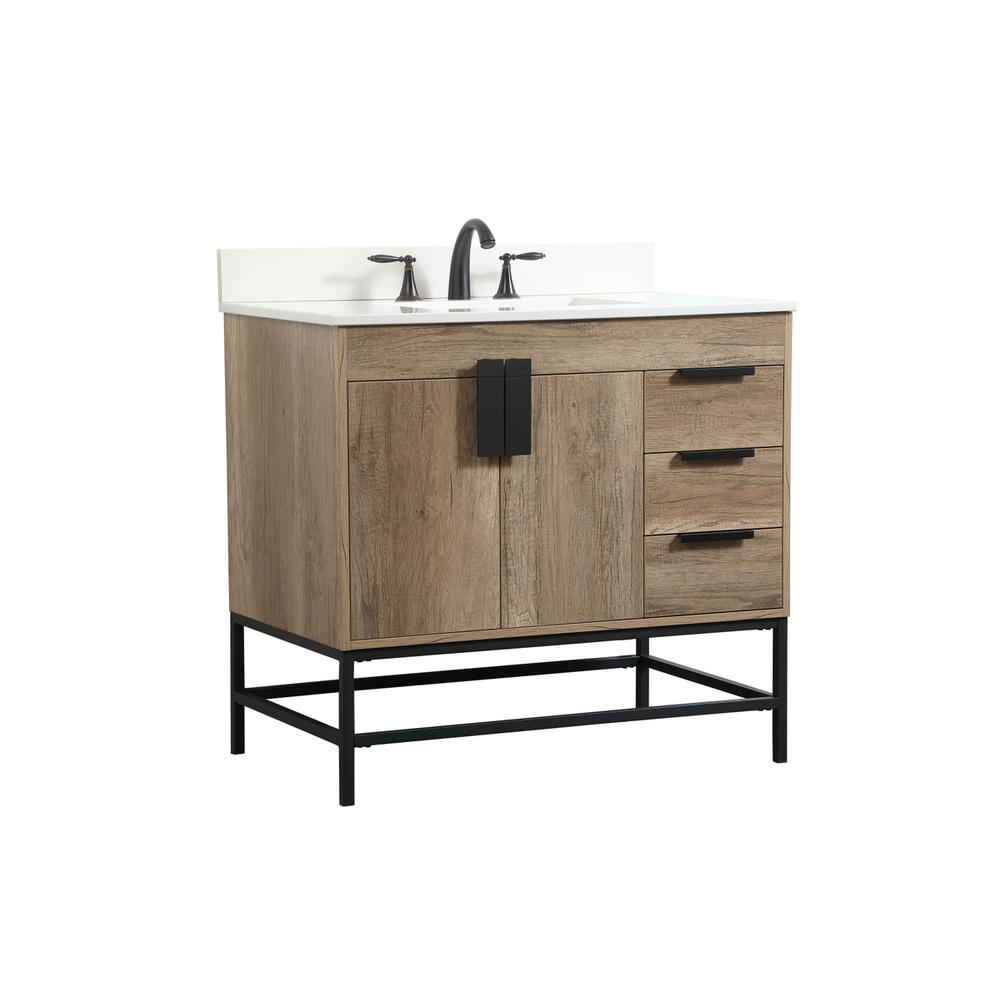 36 inch Single bathroom vanity in natural oak with backsplash. Picture 7