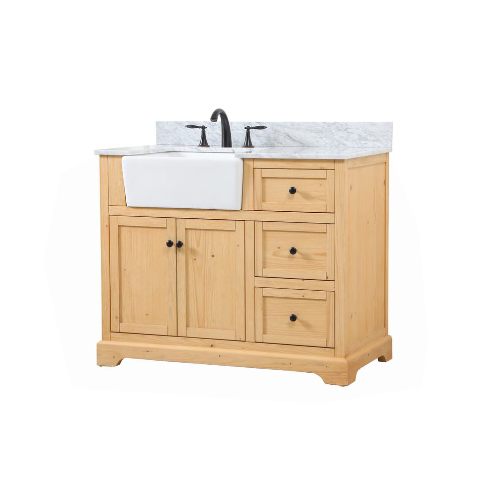 42 inch Single bathroom vanity in natural wood with backsplash. Picture 7