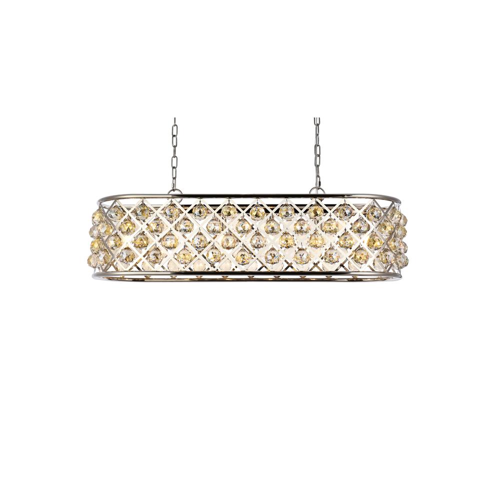 Madison 6 light polished Nickel Chandelier Golden Teak (Smoky) Royal Cut Crystal. Picture 2