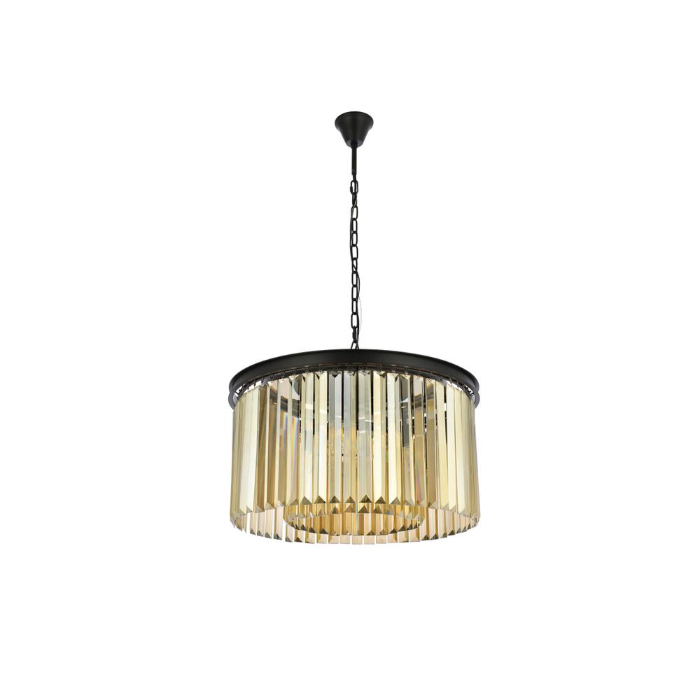 Sydney 8 light Matte Black Chandelier Golden Teak (Smoky) Royal Cut Crystal. Picture 6