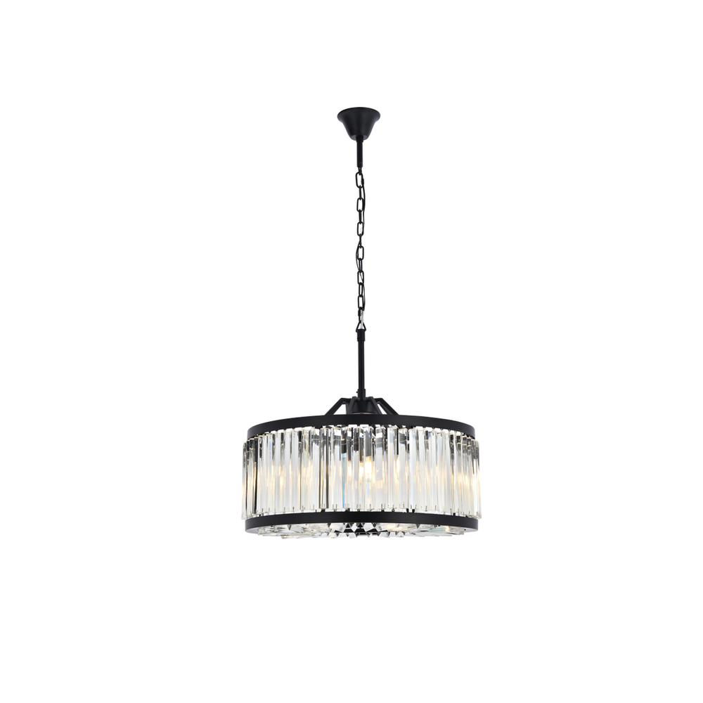 Chelsea 8 light Matte Black Chandelier Clear Royal Cut Crystal. Picture 1