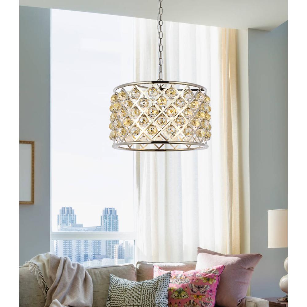 Madison 6 light polished nickel Pendant Golden Teak (Smoky) Royal Cut Crystal. Picture 7