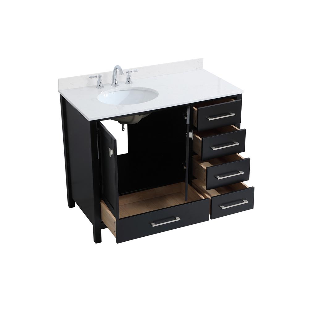 42 inch Single Bathroom Vanity in Black with Backsplash. Picture 9