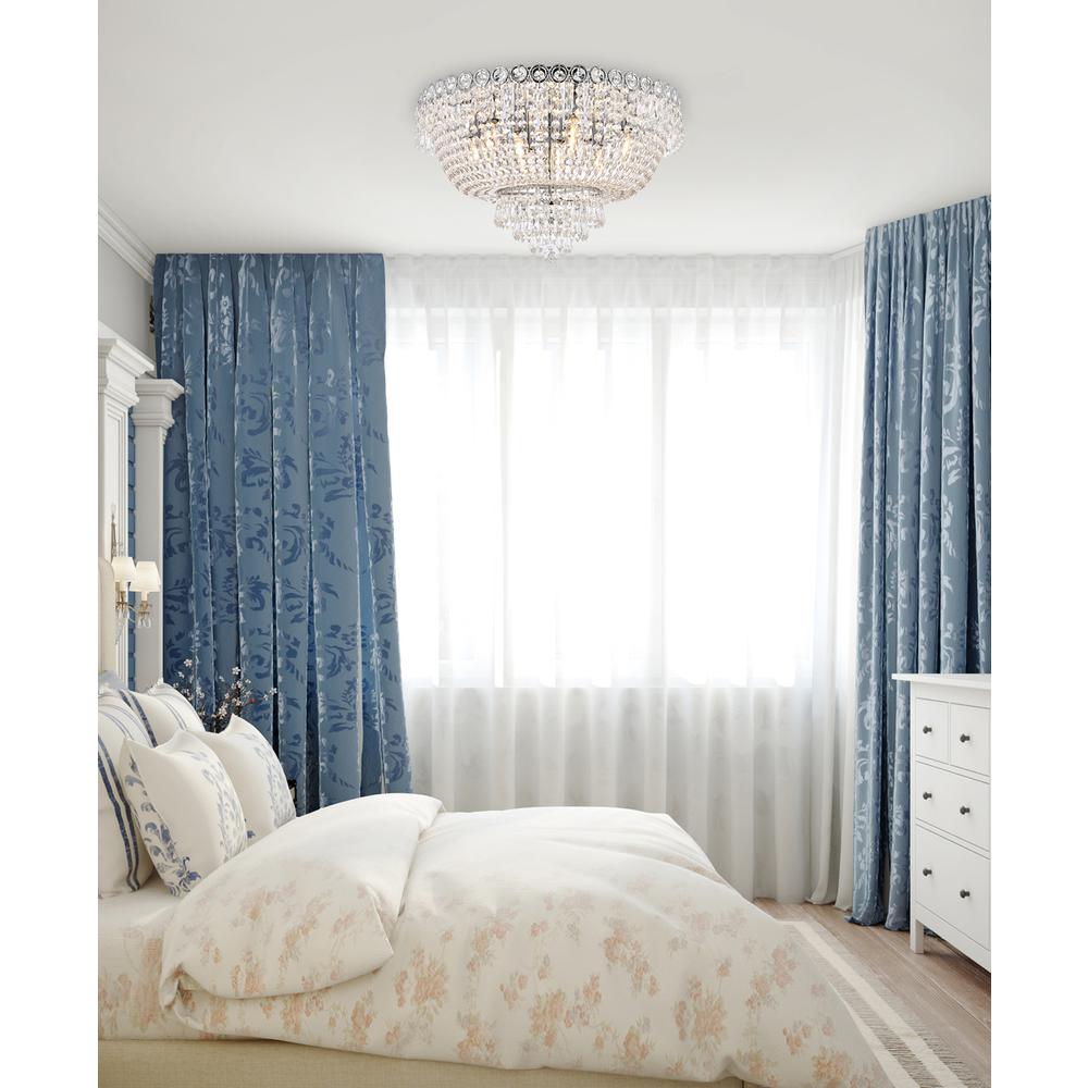 Century 9 light Chrome Flush Mount Clear Royal Cut Crystal. Picture 7