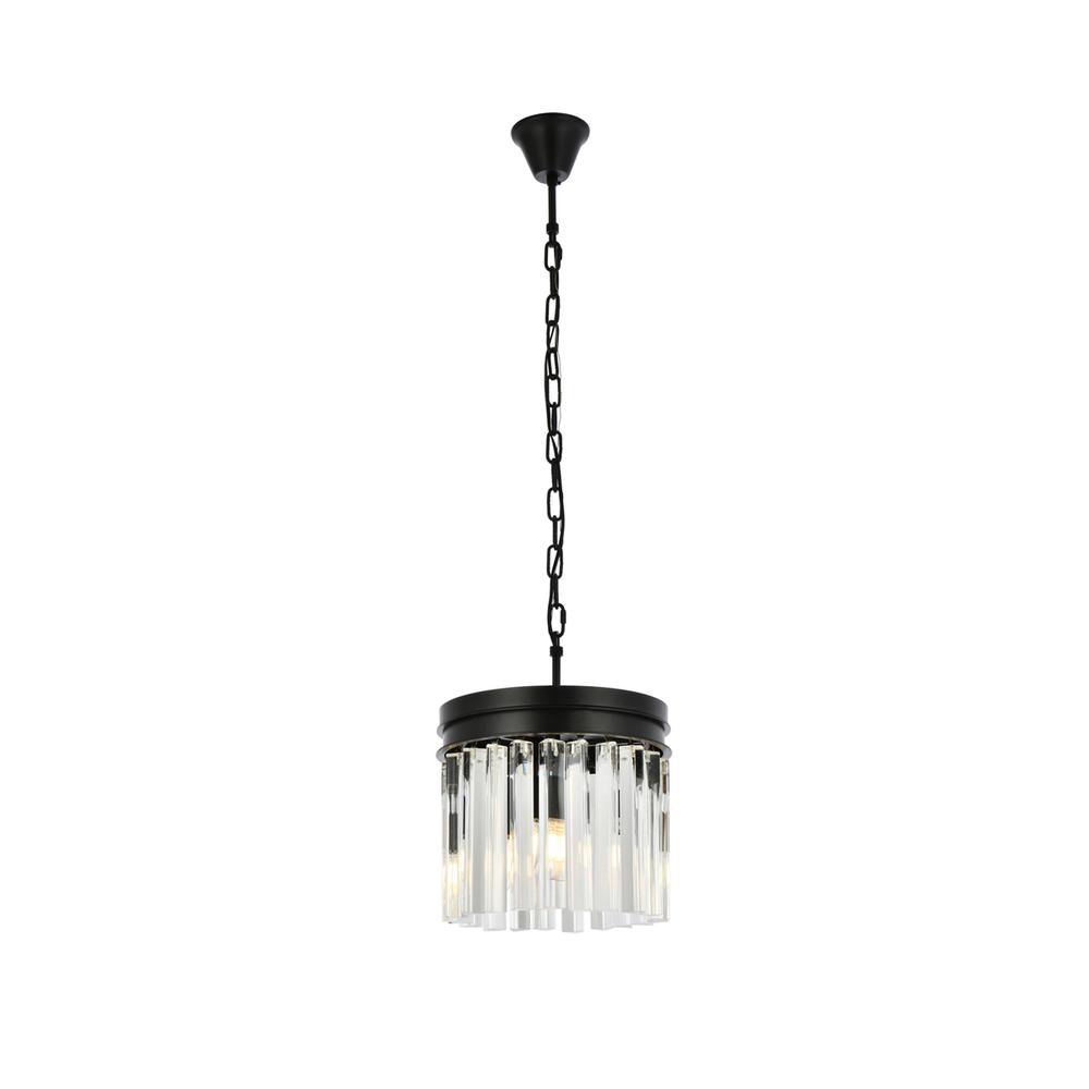 Sydney 3 light Matte Black Pendant Clear Royal Cut Crystal. Picture 1