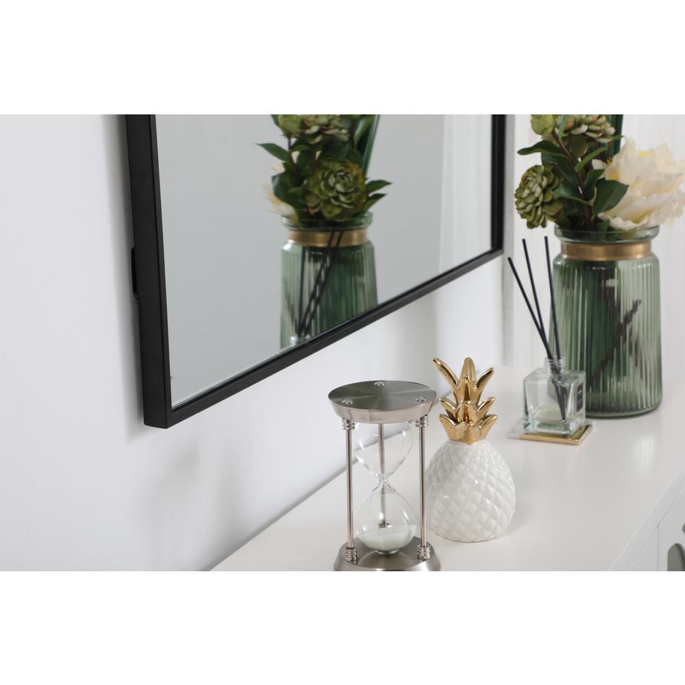 Metal frame rectangle mirror 36 inch in Black. Picture 10