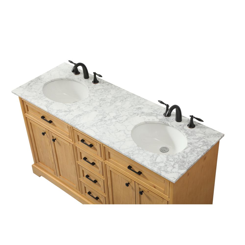 60 inch double bathroom vanity in natural wood. Picture 10