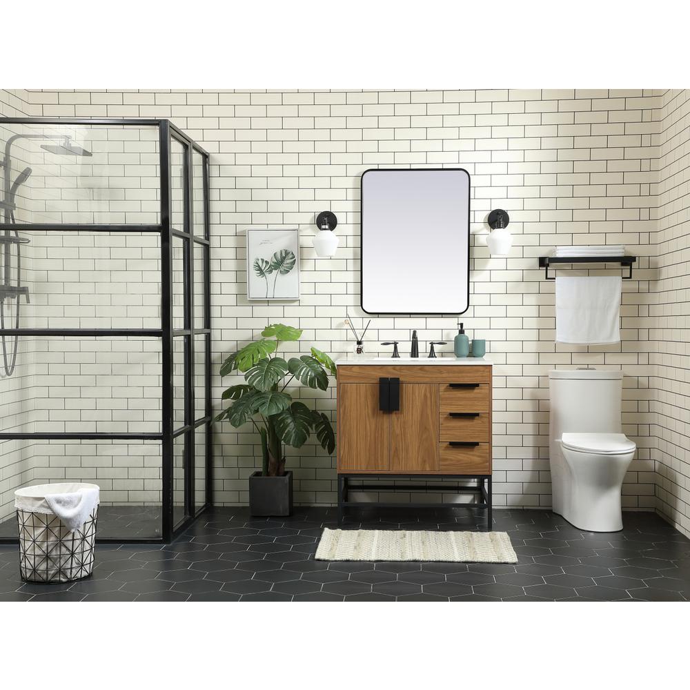 32 inch Single bathroom vanity in walnut brown. Picture 4