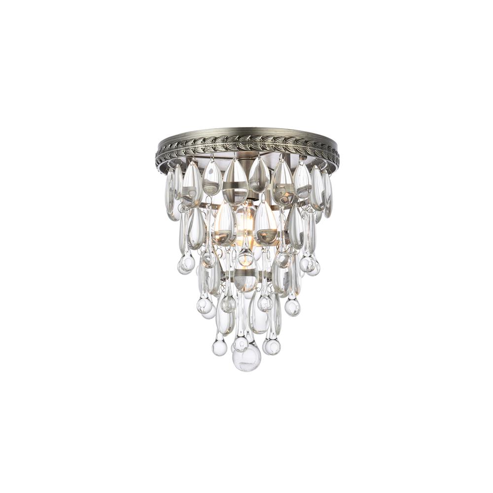 Nordic 1 light antique silver Flush Mount Clear Royal Cut Crystal. Picture 1