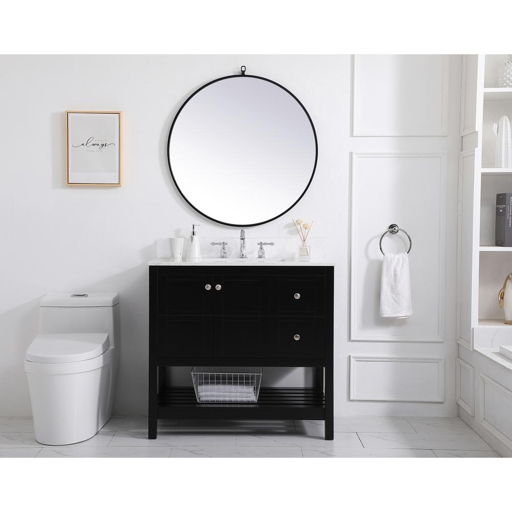 36 inch Single Bathroom Vanity in Black with Backsplash. Picture 4