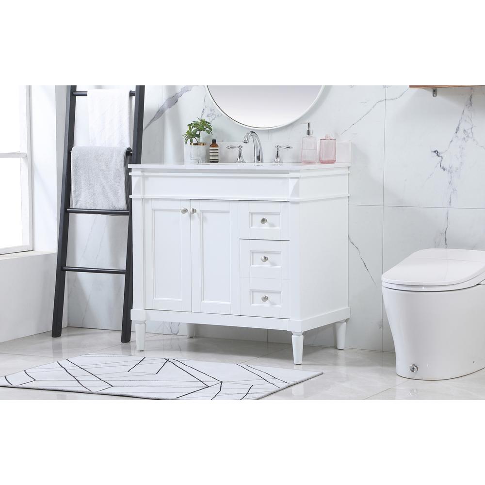 36 inch Single bathroom vanity in white with backsplash. Picture 2