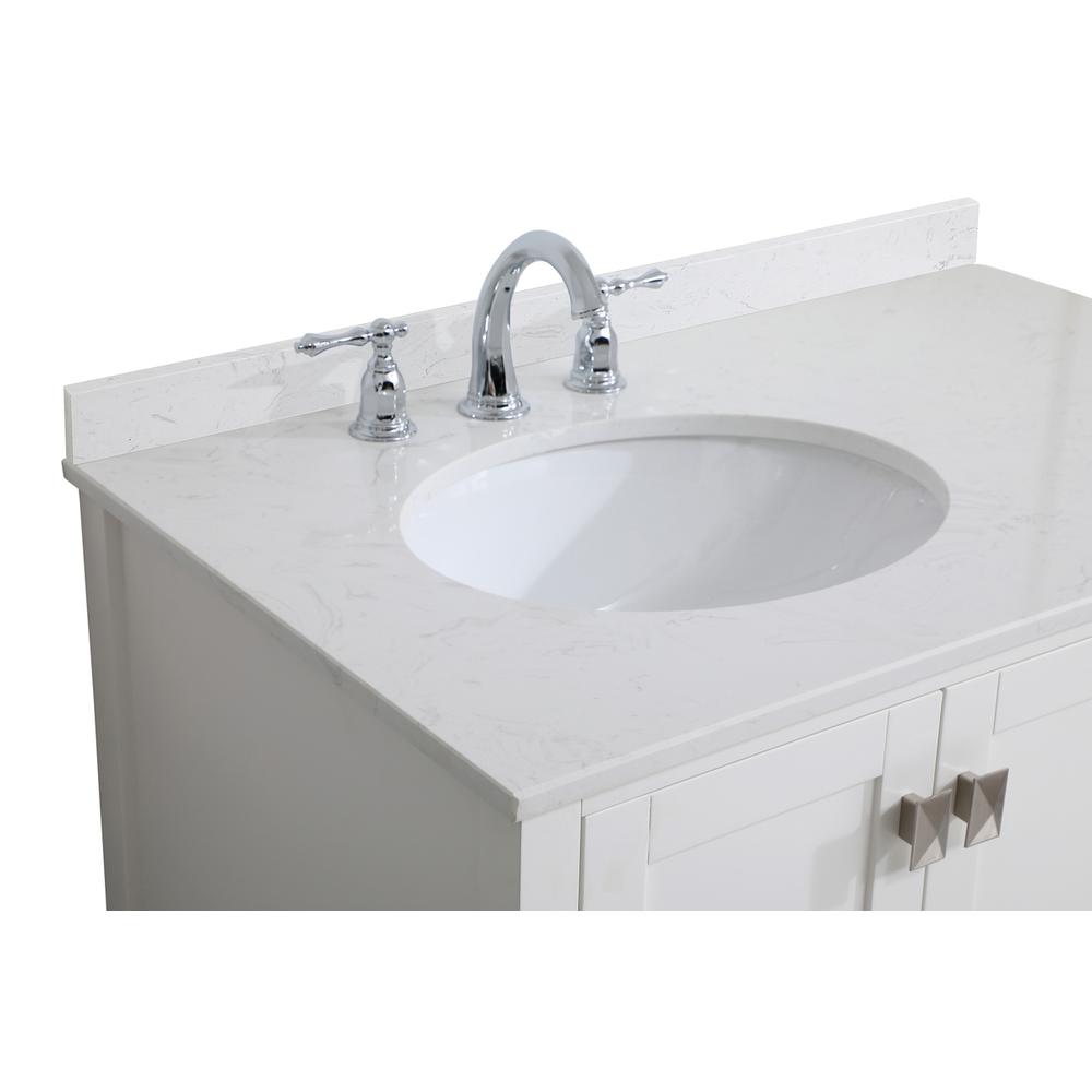 36 inch Single Bathroom Vanity in White with Backsplash. Picture 11