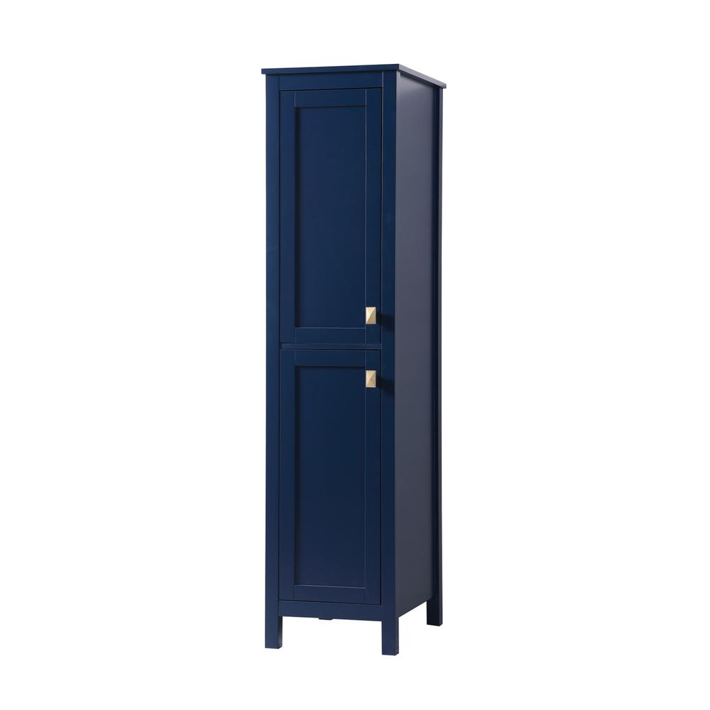 16 Inch Wide Bathroom Linen Storage Freestanding Cabinet In Blue. Picture 2