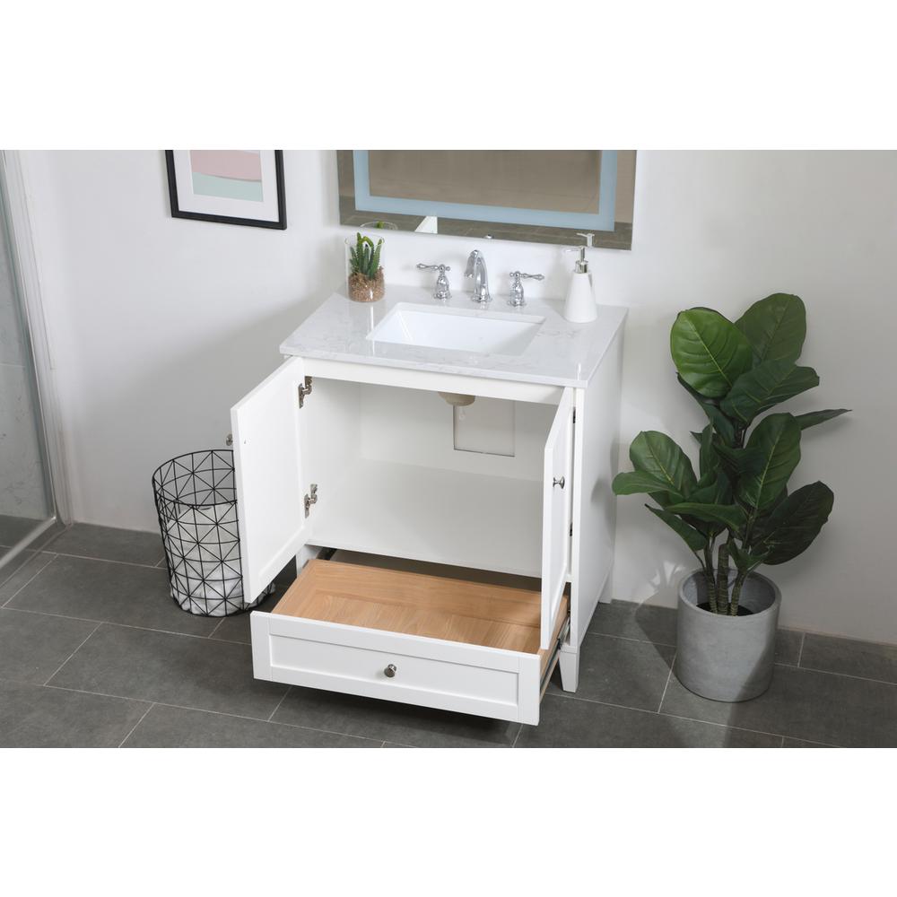 30 inch Single Bathroom Vanity in White. Picture 3