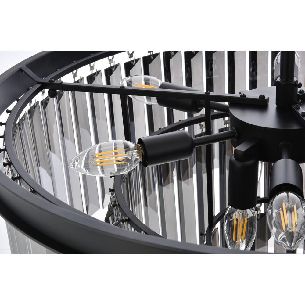 Sydney 9 light Matte Black Chandelier Silver Shade (Grey) Royal Cut Crystal. Picture 4