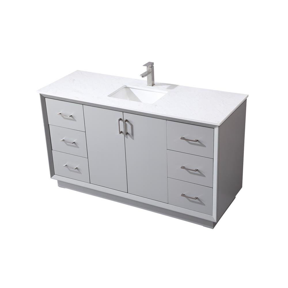 60 Inch SIngle Bathroom Vanity In Grey. Picture 8