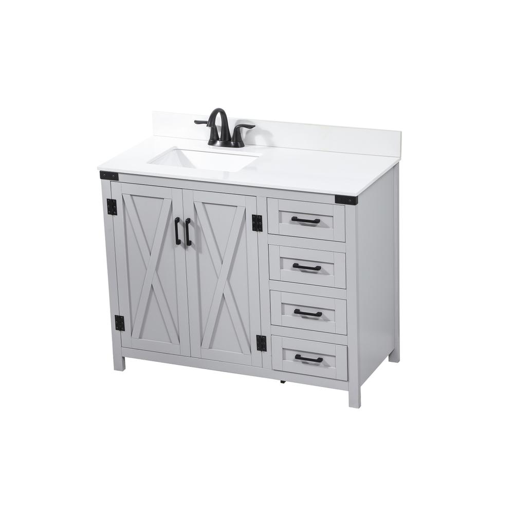 42 inch Single bathroom vanity in grey with backsplash. Picture 8