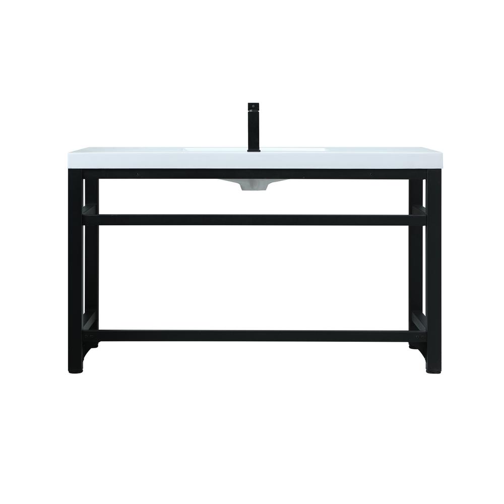 54 Inch ADA Compliant SIngle Bathroom Metal Vanity In Black. Picture 13