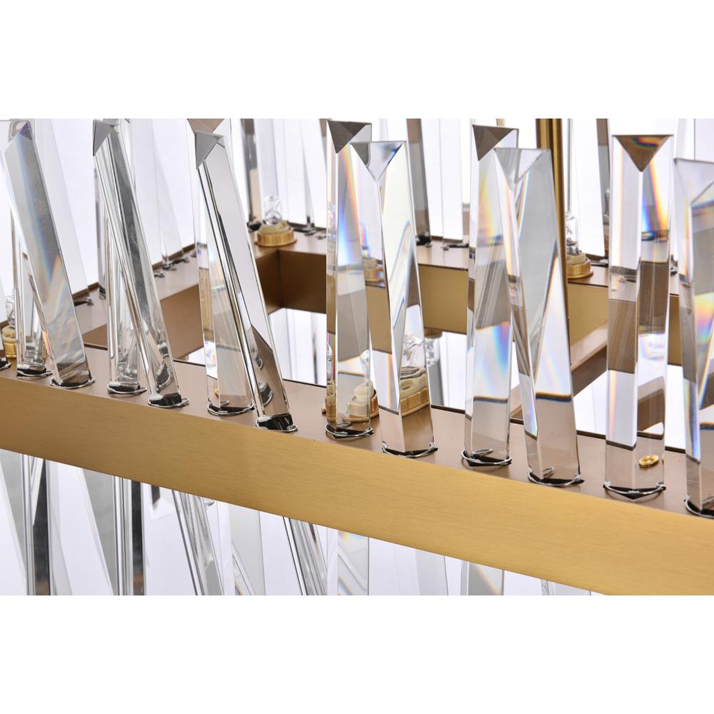 Serephina 36 inch crystal rectangle chandelier light in satin gold. Picture 4