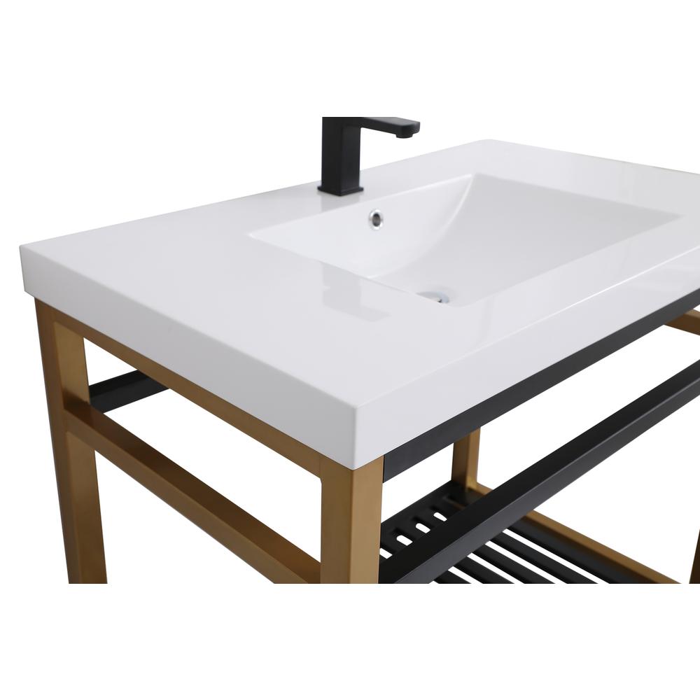 36 inch Single Bathroom Metal Vanity in Golden Black. Picture 9