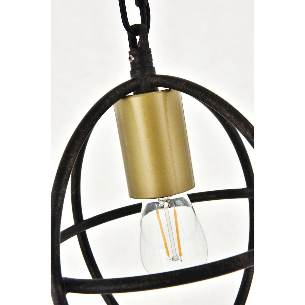 Octavia 1 Light Brass And Dark Brown Pendant. Picture 10