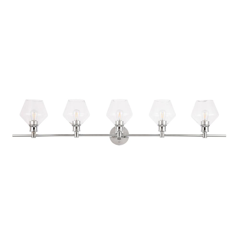 Gene 5 light Chrome and Clear  glass Wall sconce. Picture 2