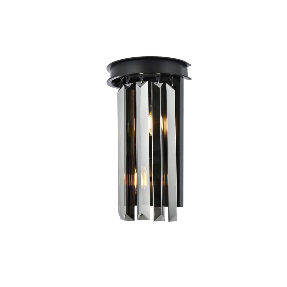 Sydney 2 light Matte Black Wall Sconce Silver Shade (Grey) Royal Cut Crystal. Picture 2