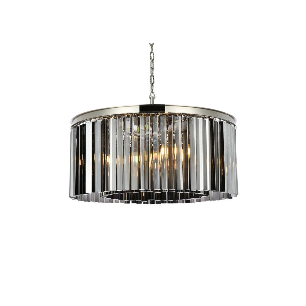Sydney 8 light polished nickel Chandelier Silver Shade (Grey) Royal Cut Crystal. Picture 2