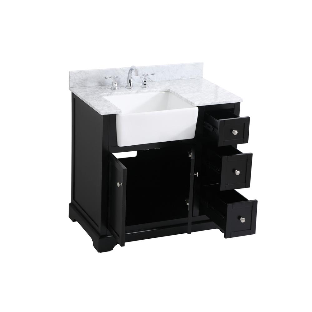 36 inch Single bathroom vanity in black with backsplash. Picture 9