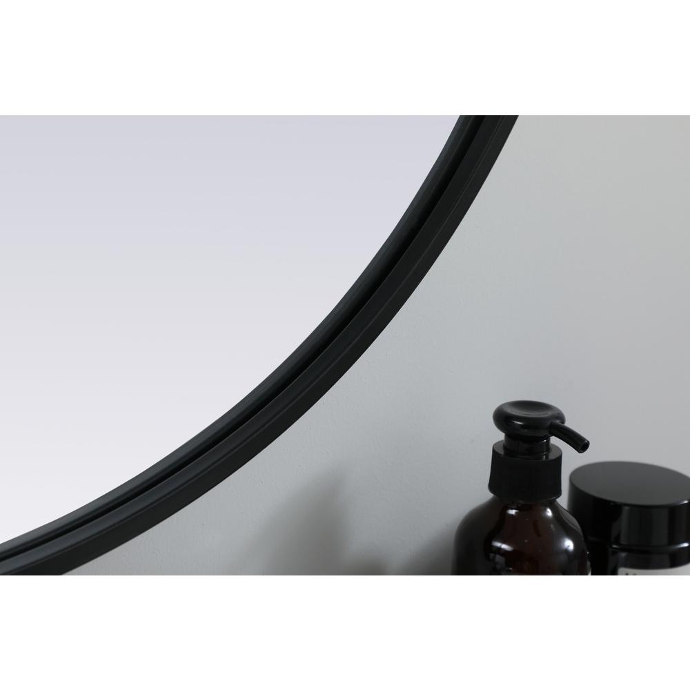 Metal Frame Oval Mirror 27x36 Inch in Black. Picture 6