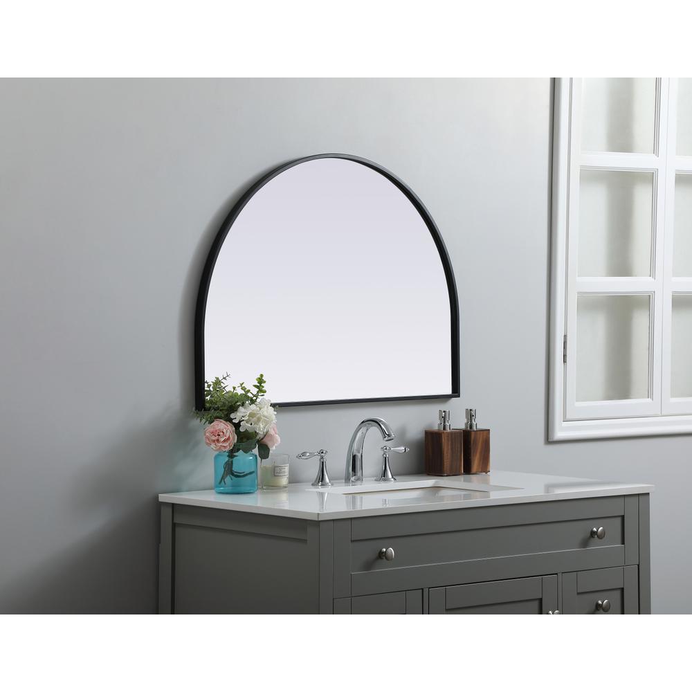 Metal Frame Arch Mirror 33x24 Inch in Black. Picture 2