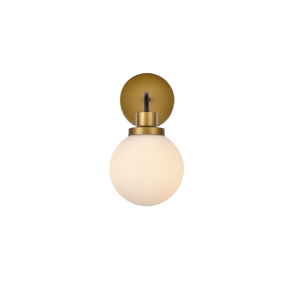 Hanson 1 light bath sconce in black with brass with frosted shade. Picture 1