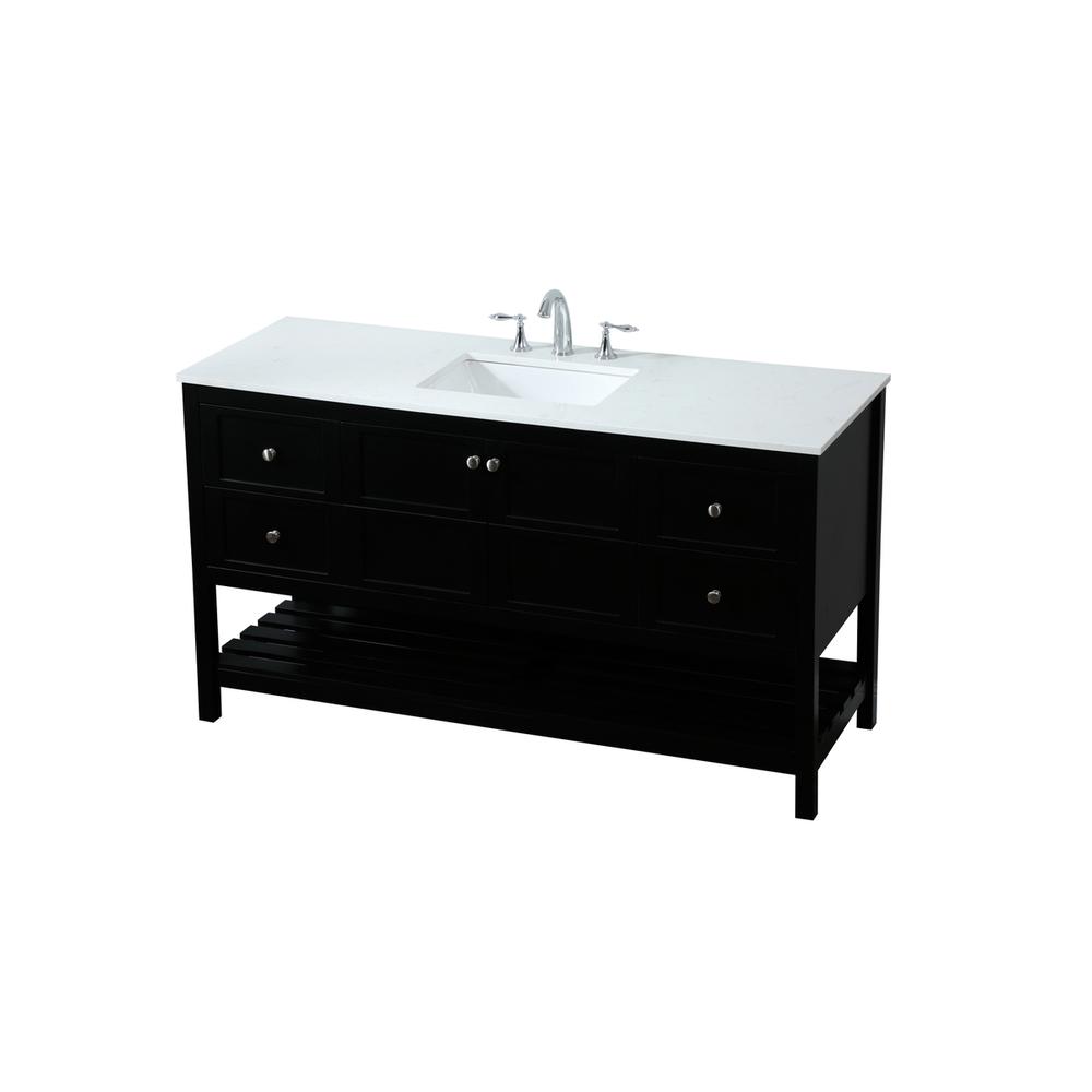 60 inch Single bathroom vanity in black. Picture 8