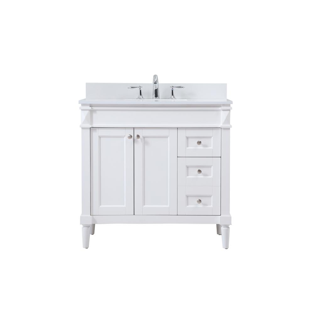 36 inch Single bathroom vanity in white with backsplash. Picture 1