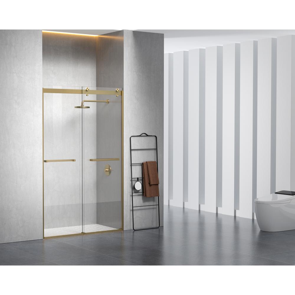 Semi-frameless shower door 48 x 76 Brushed Gold. Picture 2