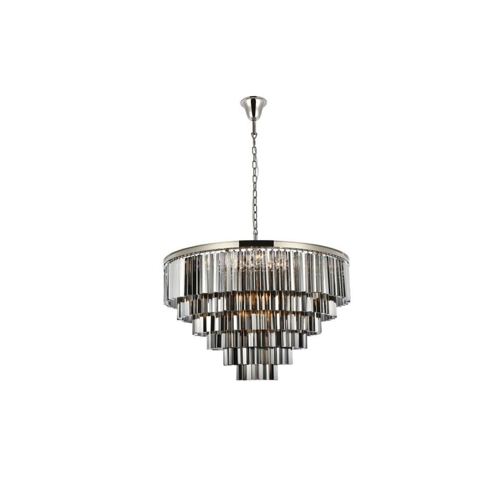 Sydney 33 light polished nickel Chandelier Silver Shade (Grey) Royal Cut Crystal. Picture 1