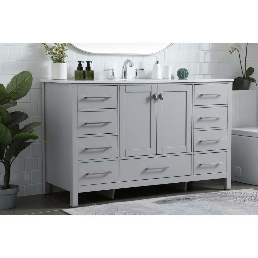 54 Inch SIngle Bathroom Vanity In Grey. Picture 2