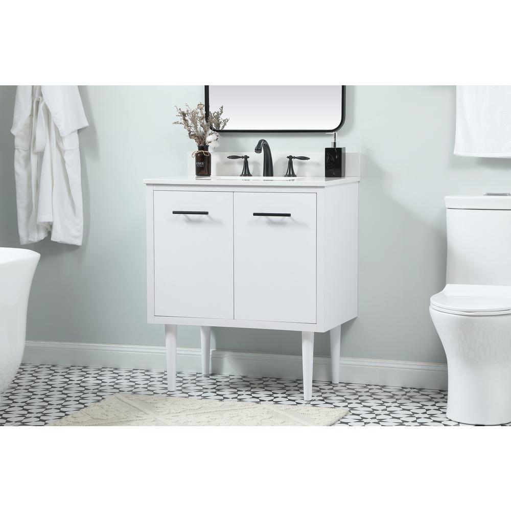 30 inch Single bathroom vanity in white with backsplash. Picture 2