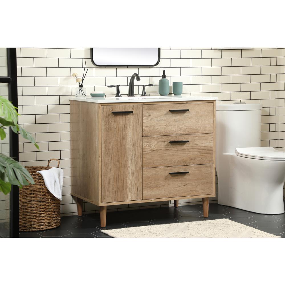36 inch Single bathroom vanity in natural oak. Picture 2