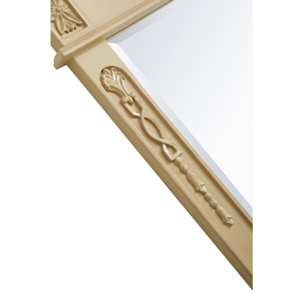 Wood Frame Mirror 32 Inch X 36 Inch In Light Antique Beige. Picture 6