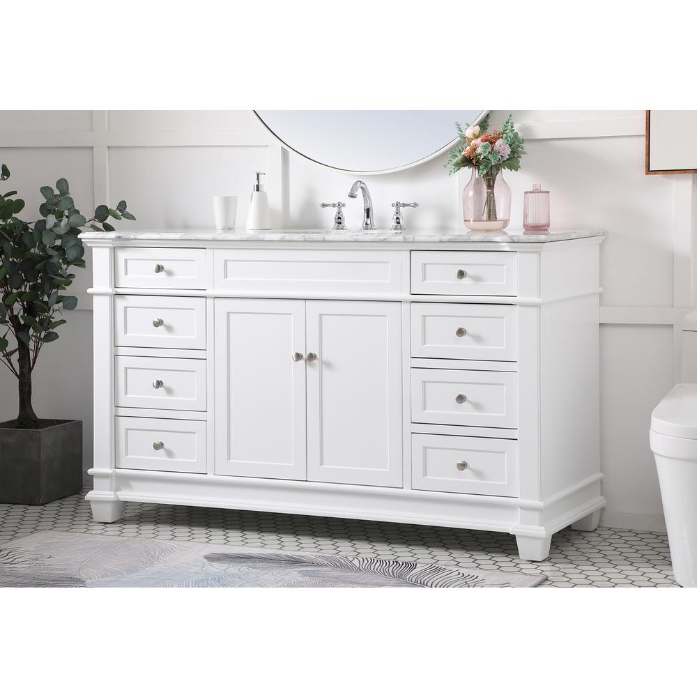 60 inch Single Bathroom Vanity set in White. Picture 2