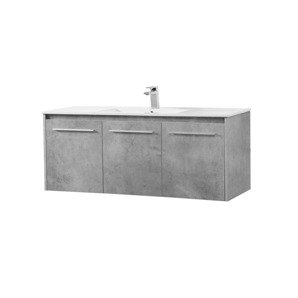 48 inch  Single Bathroom Floating Vanity in Concrete Grey. Picture 6
