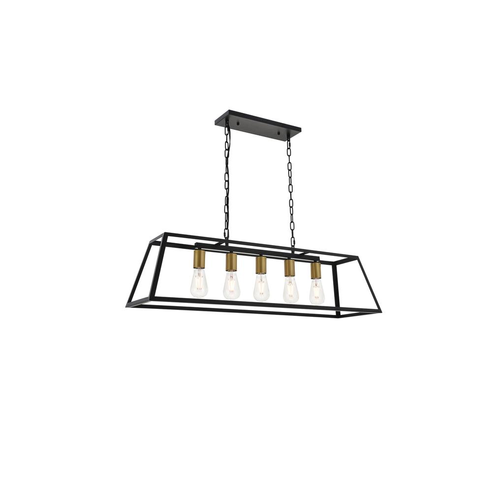 Resolute 5 light brass and black Pendant. Picture 5