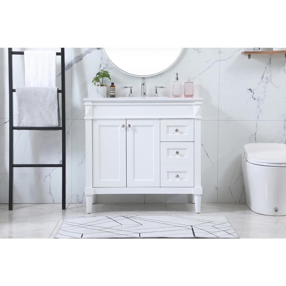 36 inch Single bathroom vanity in white with backsplash. Picture 14