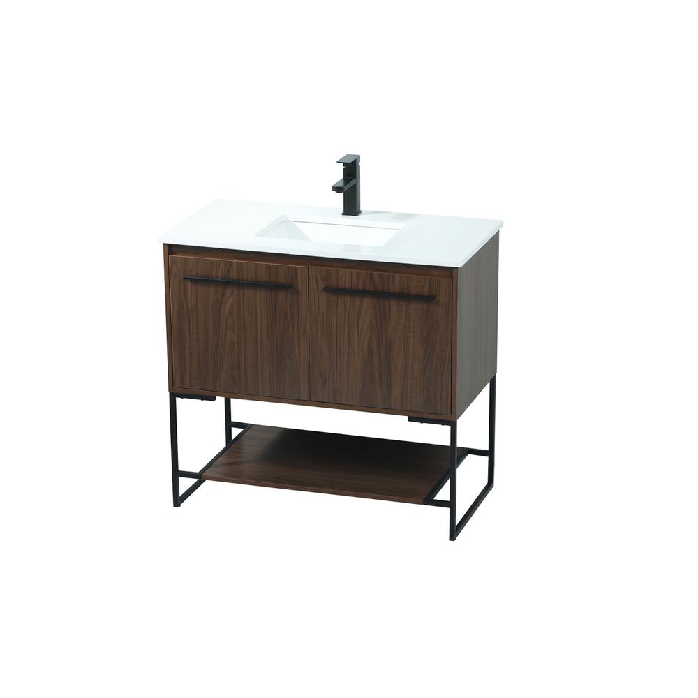 36 inch Single bathroom vanity in walnut. Picture 8