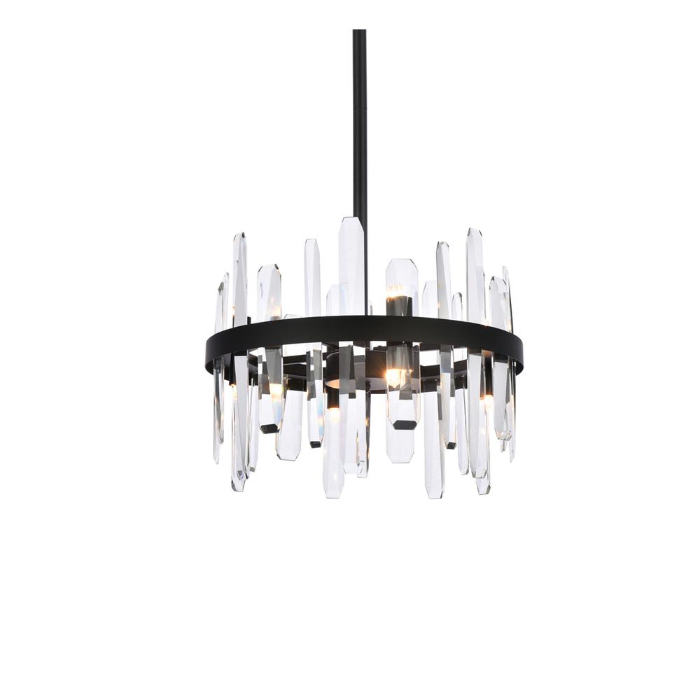 Serena 16 inch crystal round pendant in black. Picture 2
