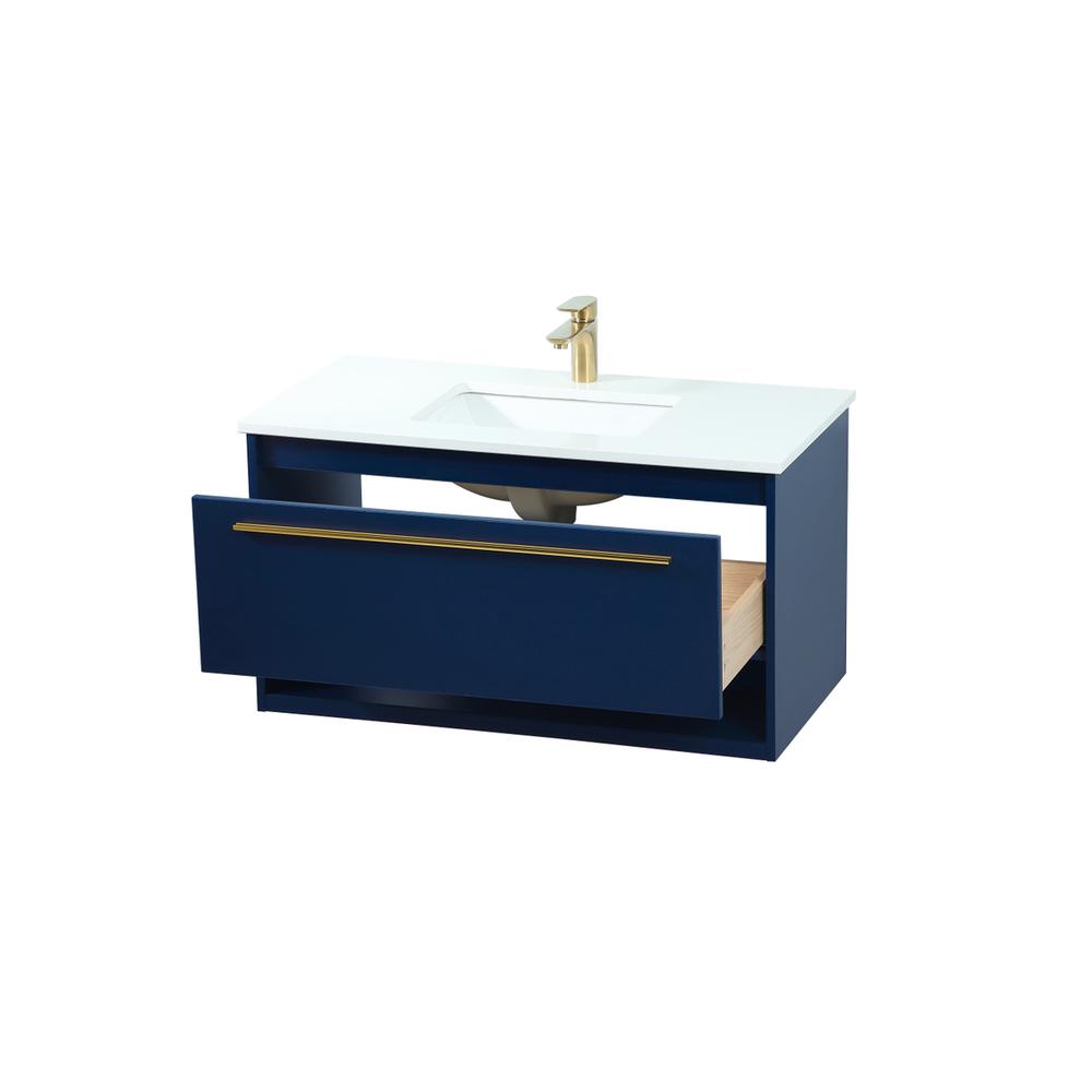 36 inch Single bathroom vanity in blue. Picture 9