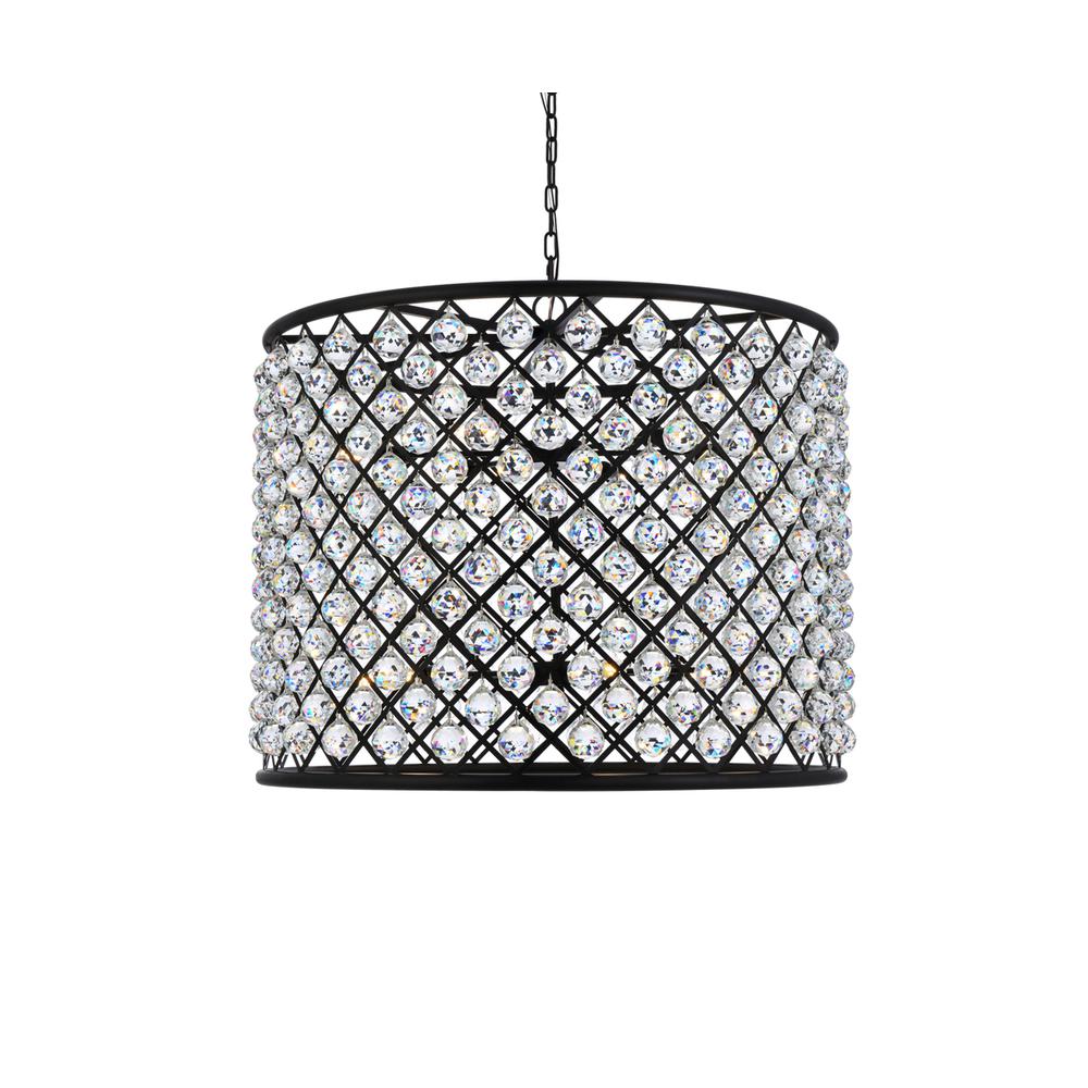 Madison 12 light Matte Black Chandelier Clear Royal Cut Crystal. Picture 2